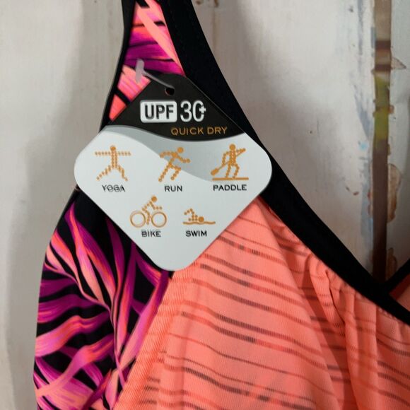 Zeroxposur Sun Smart Ruched 2-In-1 Tankini Top Womens Size M/10 Tigerlily NWT - Picture 3 of 15
